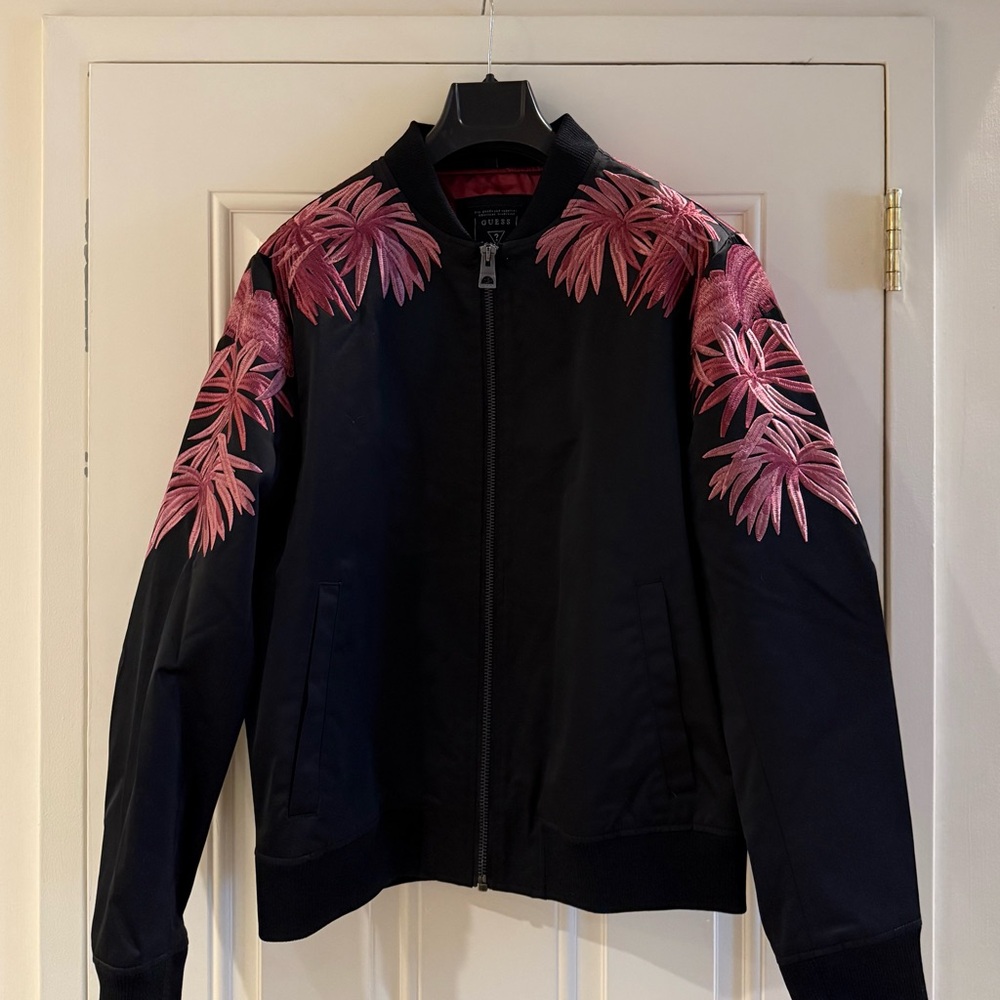 Guess Black Jacket with Pink Embroidery